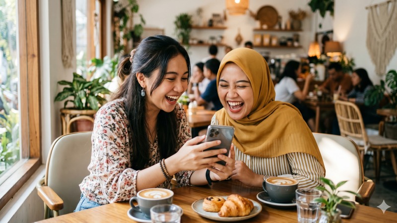 Penonton yang antusias memberikan dukungan virtual saat sesi siaran langsung kreator idola sedang berlangsung.